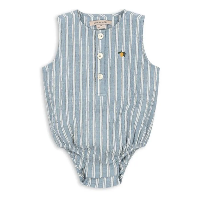 Pelele Elliot de algodón orgánico a rayas | Azul