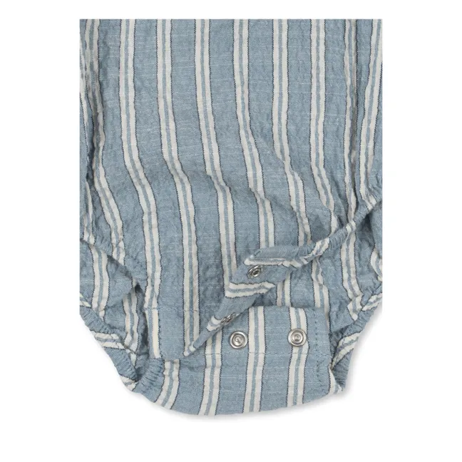 Barboteuse Elliot Rayée Coton Bio | Bleu