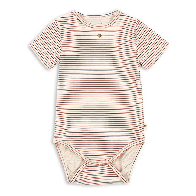 Body Manches Courtes Rayé Coton Bio | Rouge