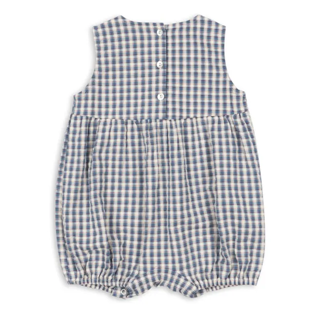 Combishort Kim Carreaux Coton Bio | Bleu