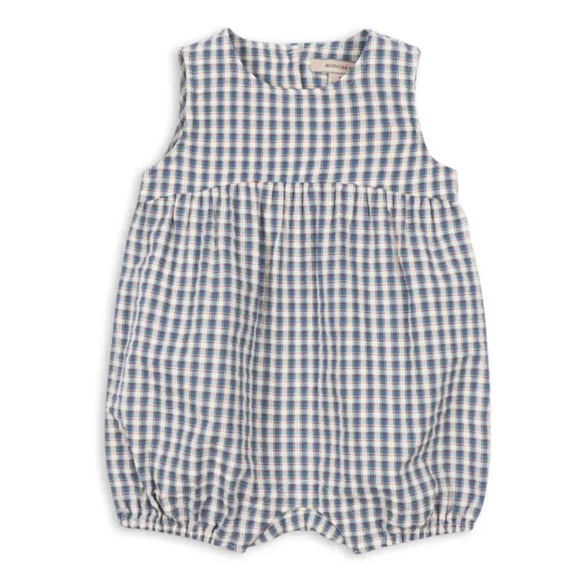 Combishort Kim Carreaux Coton Bio | Bleu