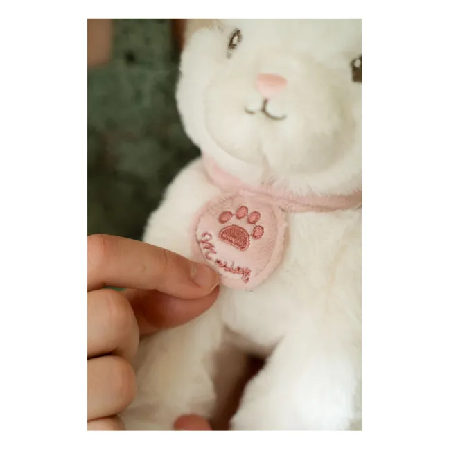 Peluche Chat avec son sac | Ecru