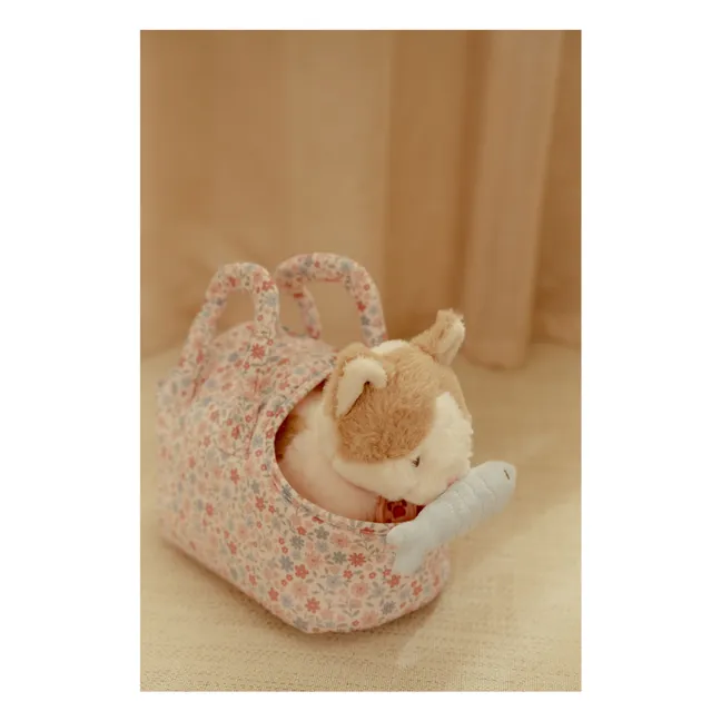 Gato de peluche con bolso | Crudo