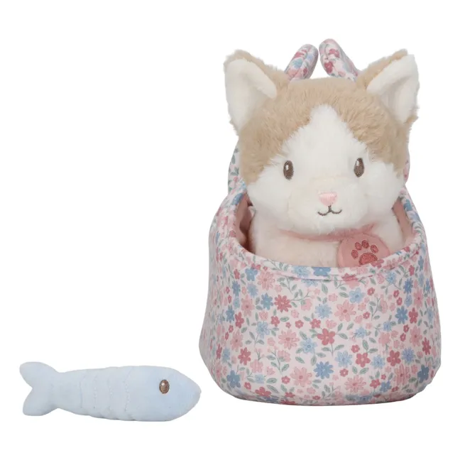 Peluche Chat avec son sac | Ecru