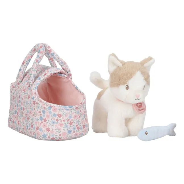 Gato de peluche con bolso | Crudo