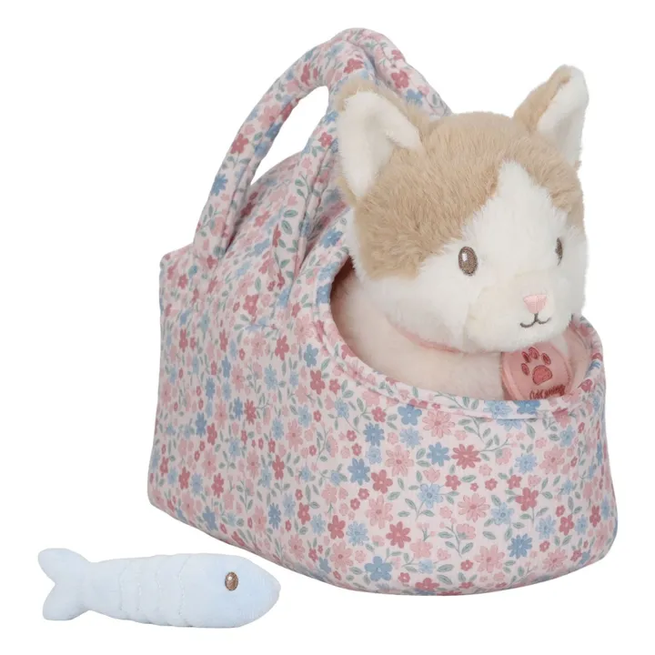 Peluche Chat avec son sac | Ecru- Image produit n°0