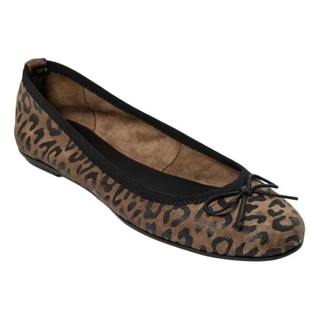 Bailarinas de ante Agnessy Leopardo | Marrón