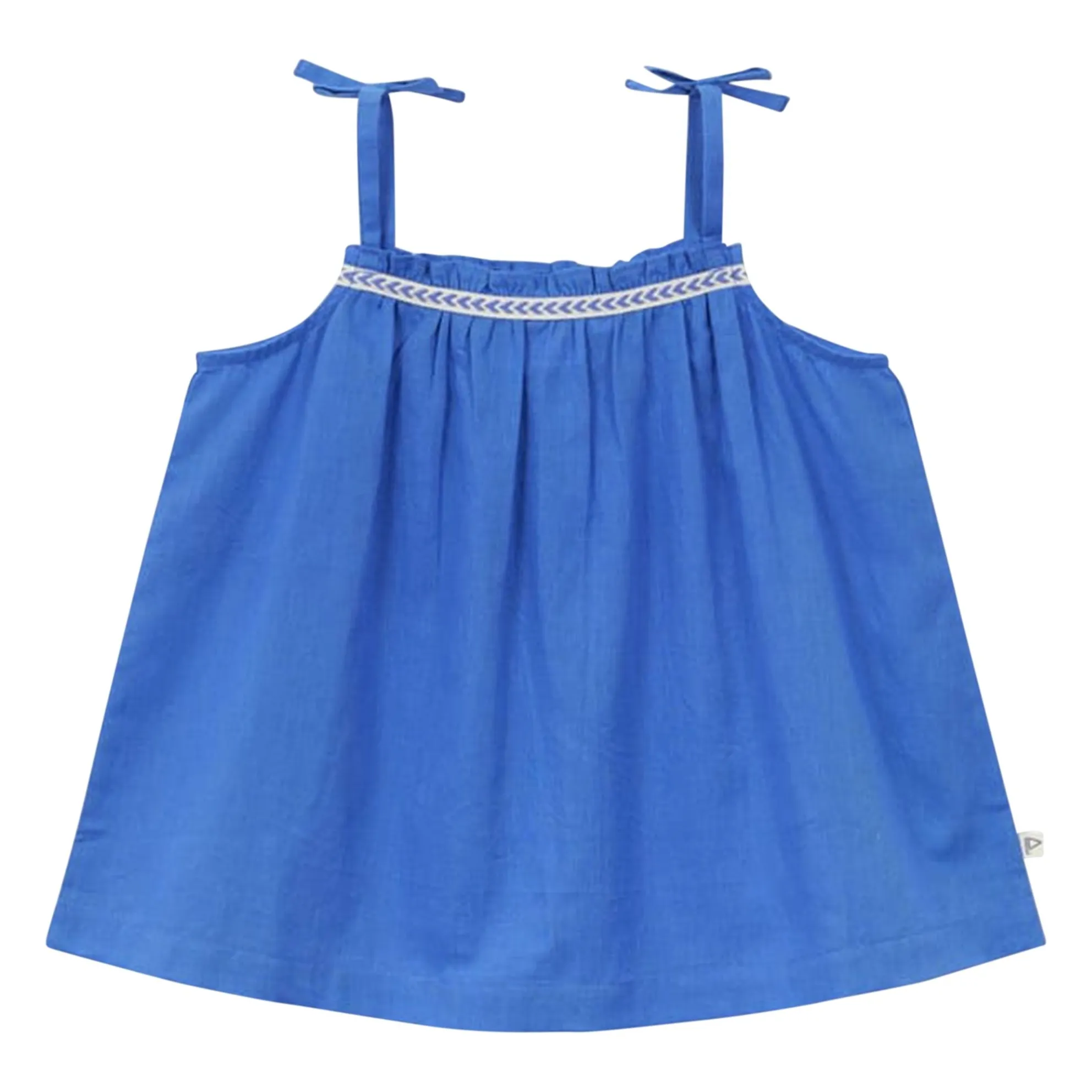 Arsène Et Les Pipelettes Azure Blue Uni Strapless Top Organic Cotton Voile