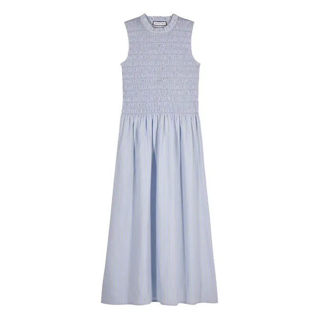 Vestido de rayas de algodón Saint Barth | Azul Cielo