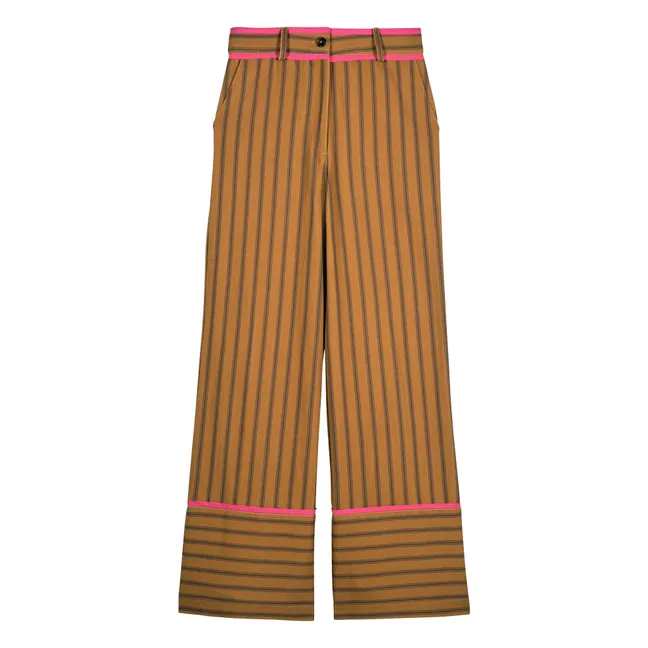 Pantalon Rayures Romeo Coton | Jaune moutarde