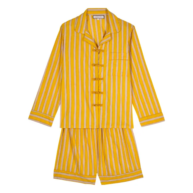 Cali Cotton Striped Pyjamas | Yellow