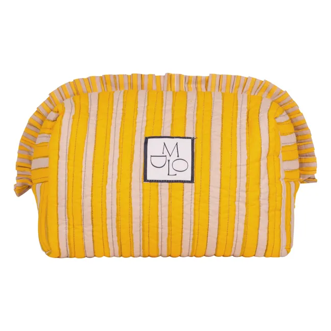 Bolso de mano Amy de algodón a rayas | Amarillo