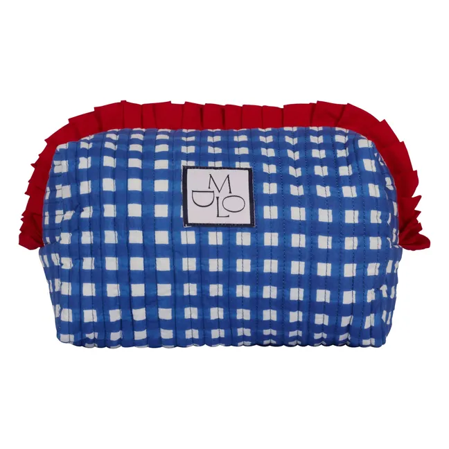 Karierte Clutch Amy Baumwolle | Blau