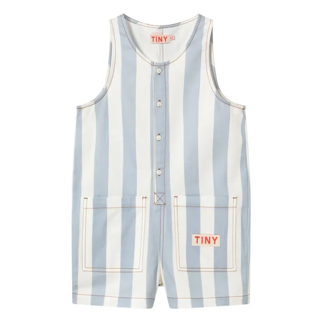 Tiny Striped Twill Playsuit | Blue