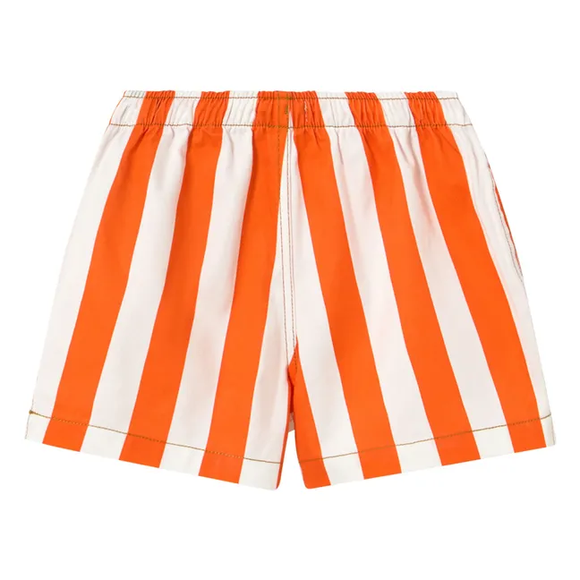 Striped Twill Shorts | Red