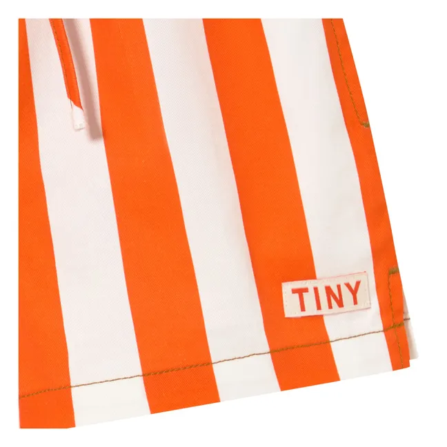 Striped Twill Shorts | Red