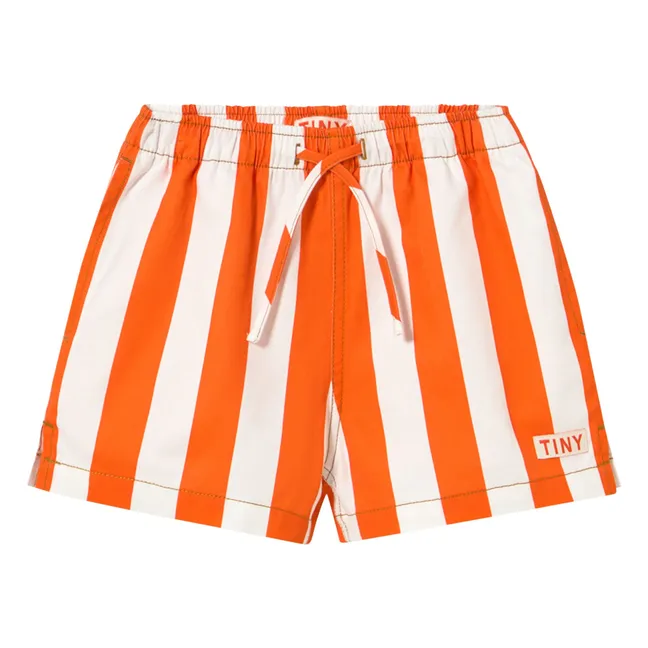 Striped Twill Shorts | Red