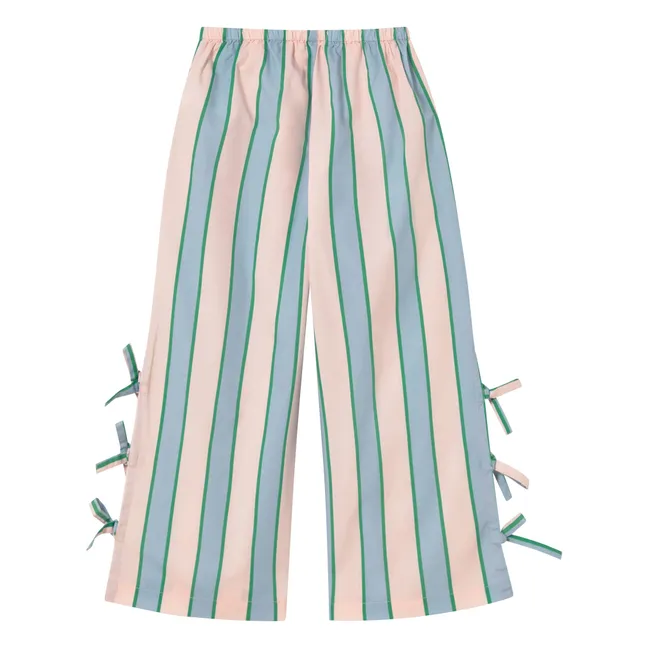 Pantalon Nœuds Rayé | Rose pâle