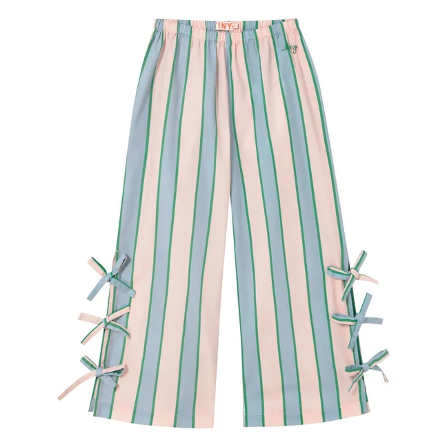 Pantalon Nœuds Rayé | Rose pâle