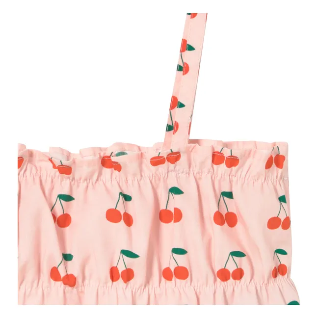 Top Froncé Cerises | Rose pâle