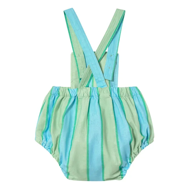 Pagliaccetto in lino a righe | Verde