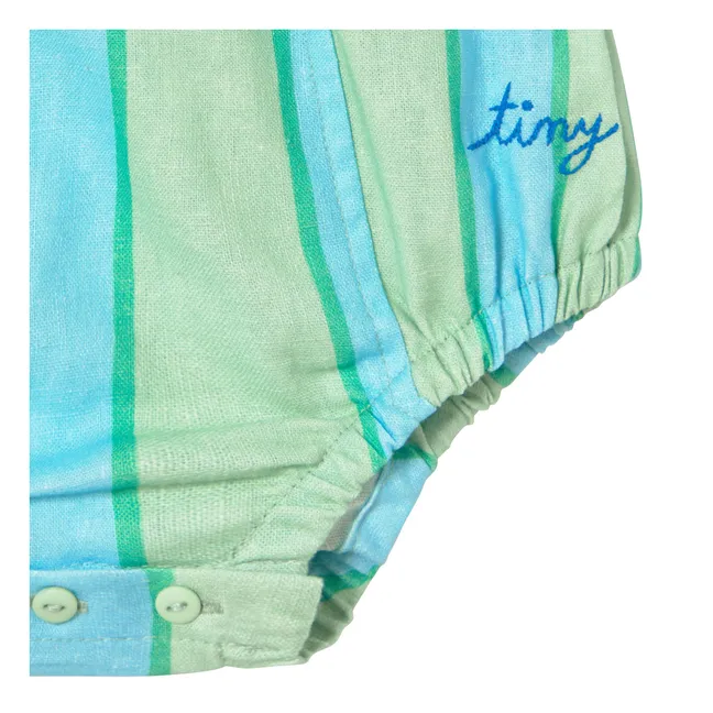 Pagliaccetto in lino a righe | Verde