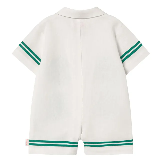 Combishort Oversize Fleurs Lin | Blanc