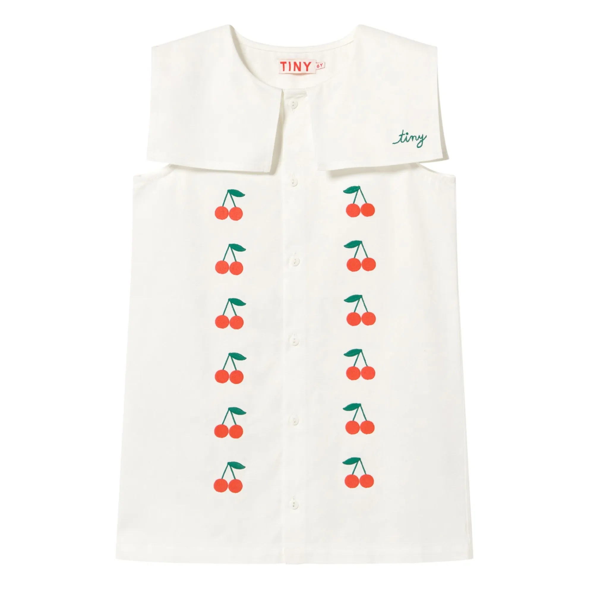 Tinycottons White Cerises Collar Dress