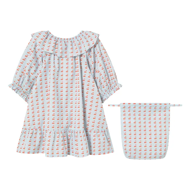 Robe Volants Cerises | Bleu pâle