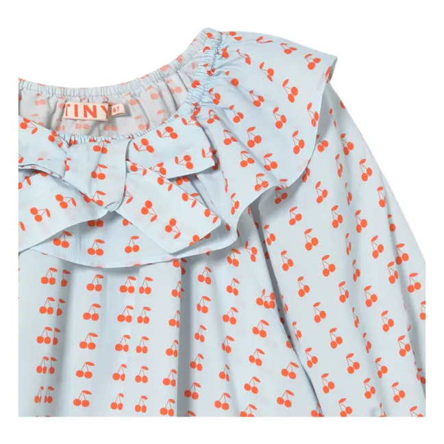 Kleid Volants Kirsche | Blassblau