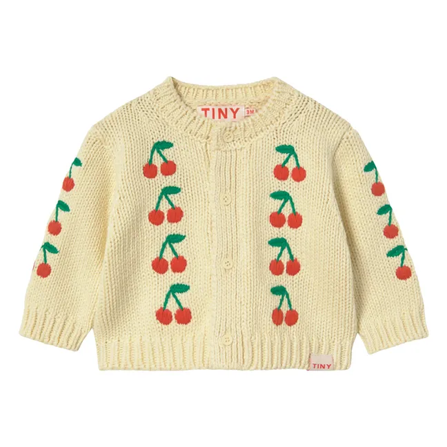 Cardigan Cerises | Jaune pâle