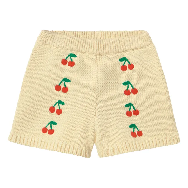 Short Cerises Maille | Jaune pâle