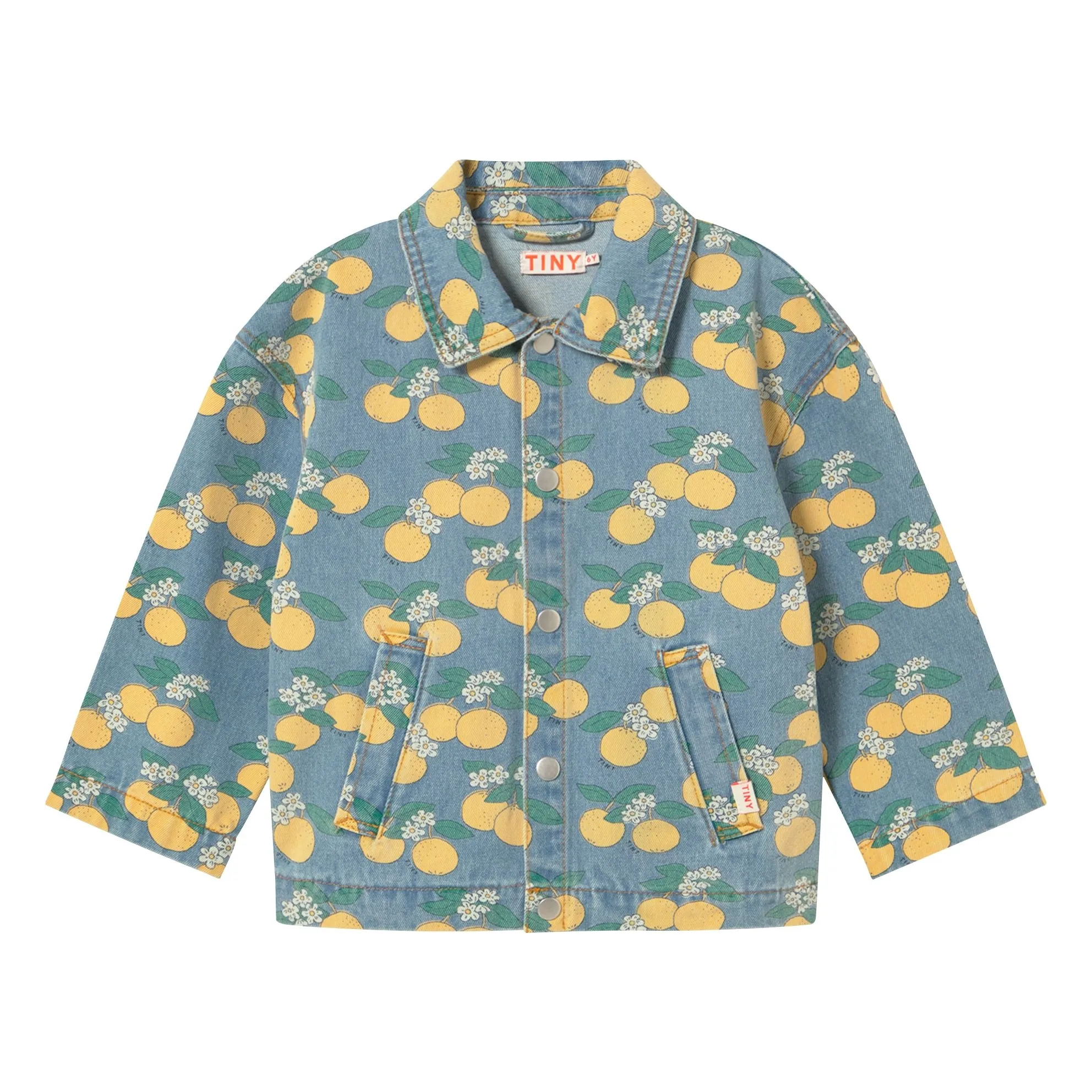 Tinycottons Blue Denim Jacket Oranges