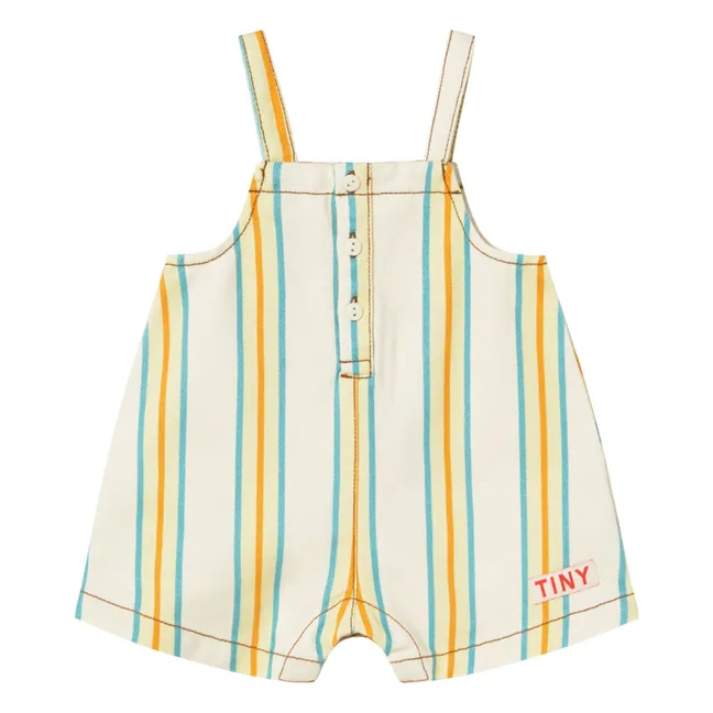 Salopette corta a righe | Giallo