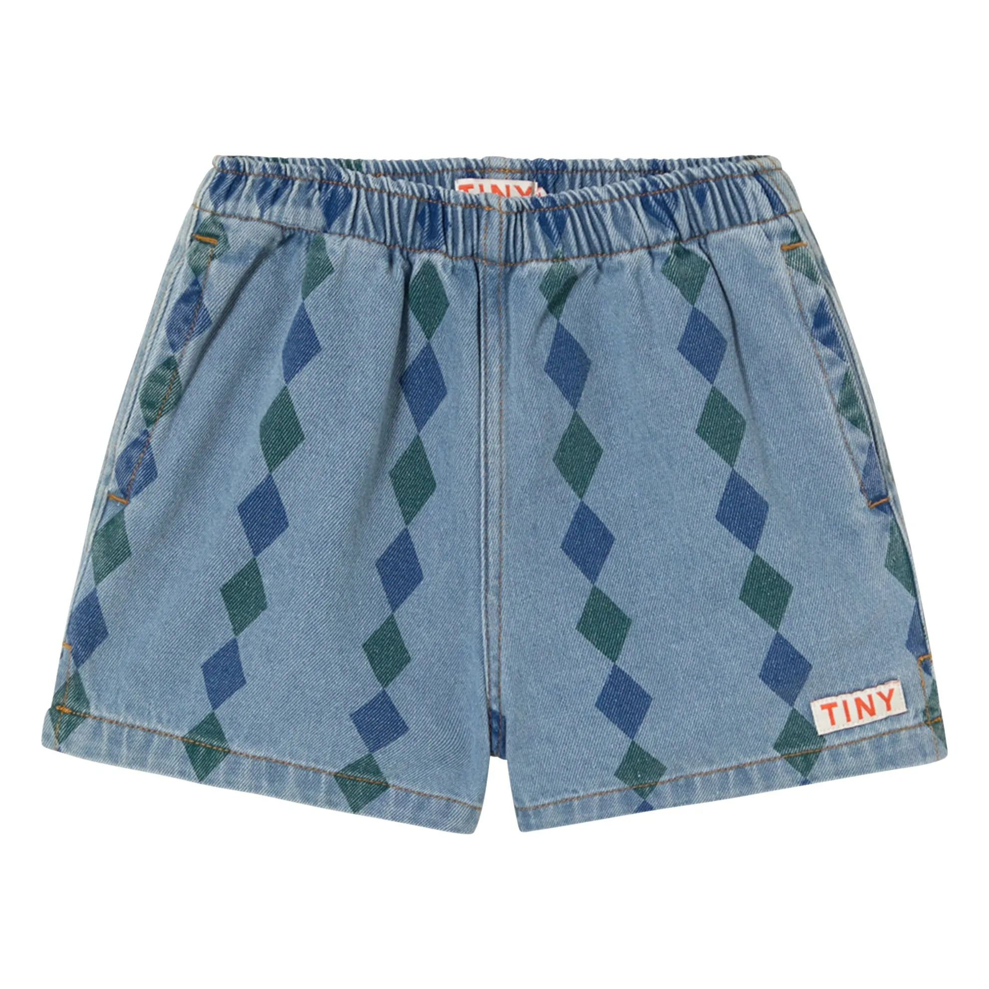 Short Denim Losanges | Bleu- Image produit n°0