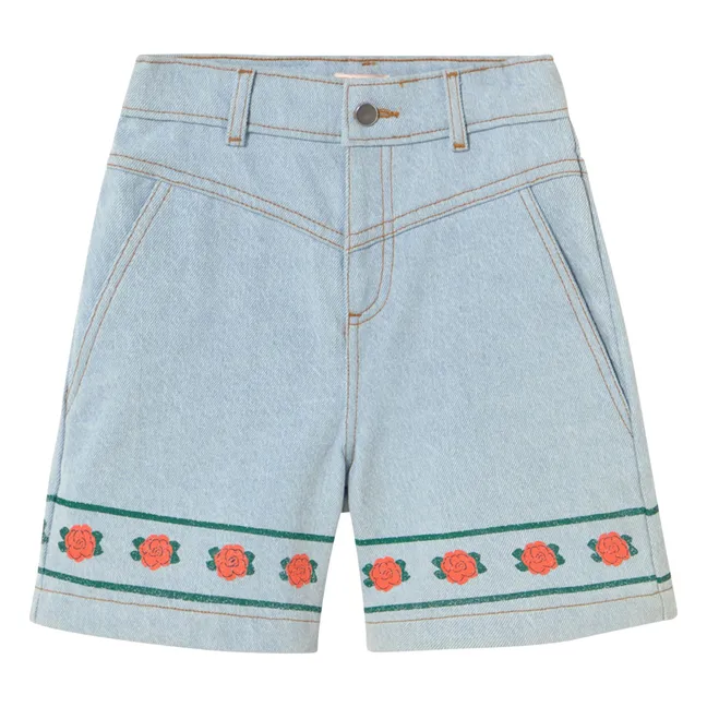 Denim Flower Shorts | Light Blue