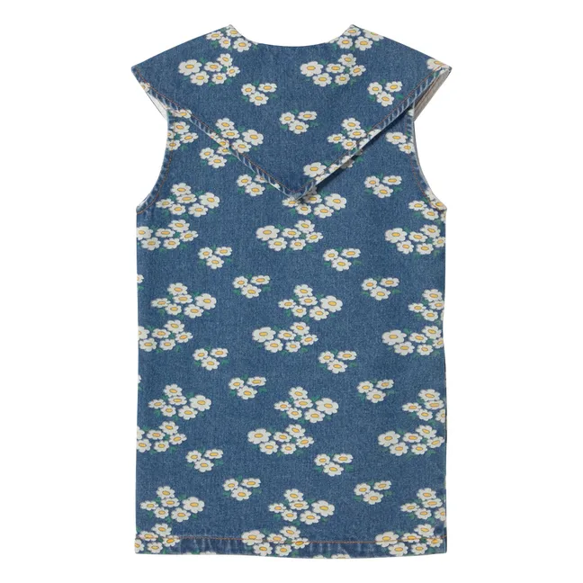 Robe Denim Col Oversize Marguerites | Bleu