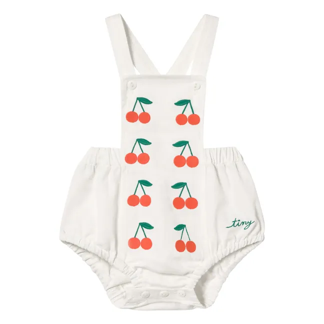 Barboteuse Cerises Twill | Blanc