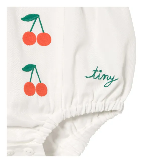 Barboteuse Cerises Twill | Blanc