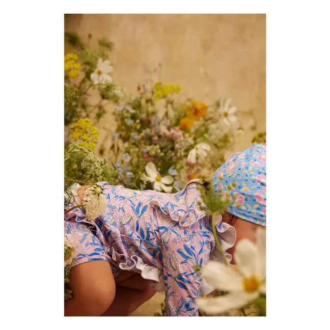 Maillot de Bain Manches Longues Yanika Fleuri Fibres Recyclées | Rose