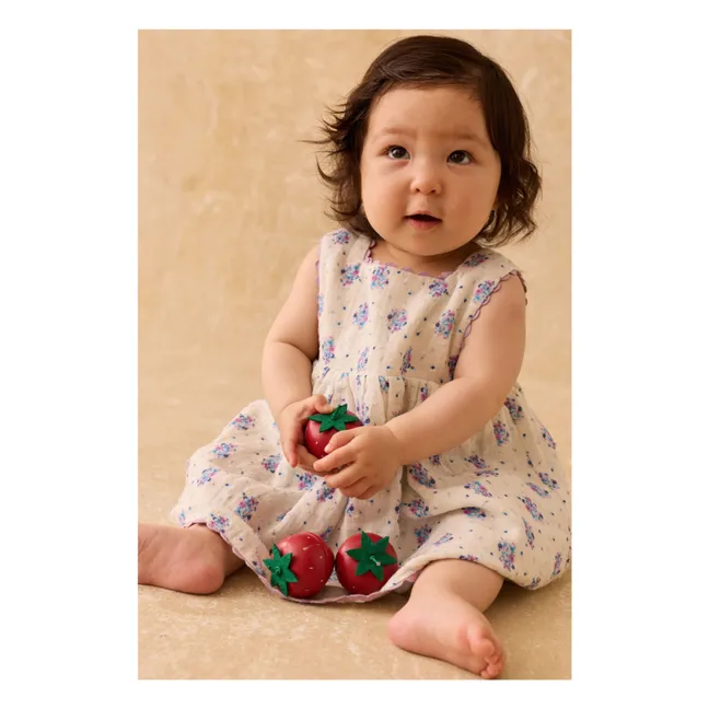 Vestido delantal floral Aloisa | Crema