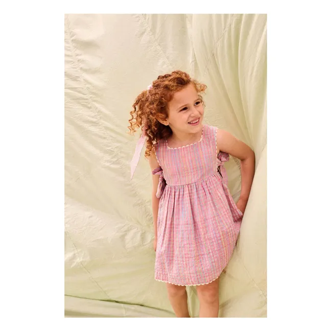 Aloisa Carreaux Apron Dress | Pink