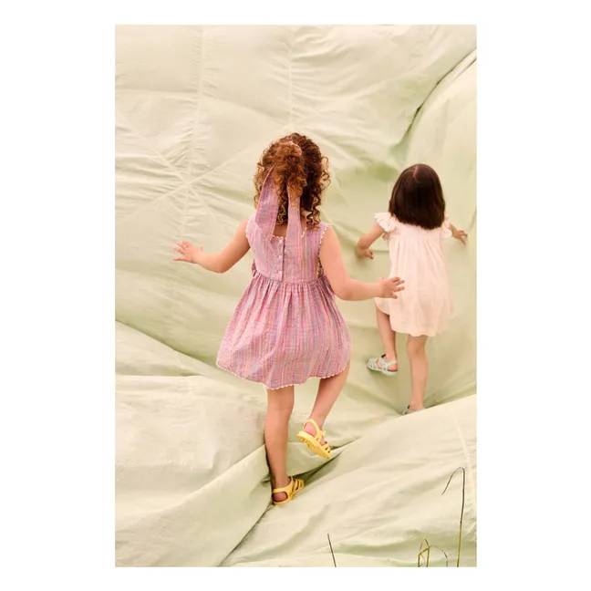 Aloisa Carreaux Apron Dress | Pink