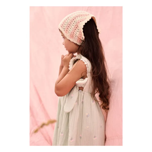 Vestido delantal plisado floral Aloisa | Verde Almendra