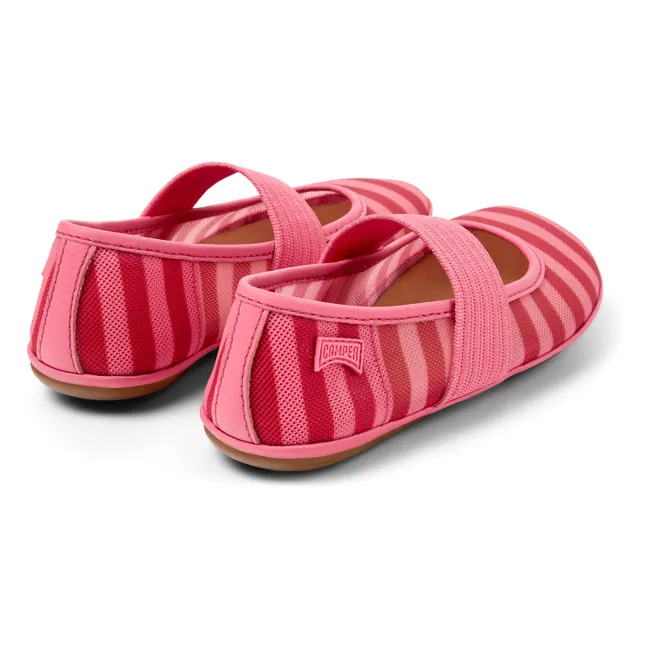 Striped Right Ballerinas | Pink