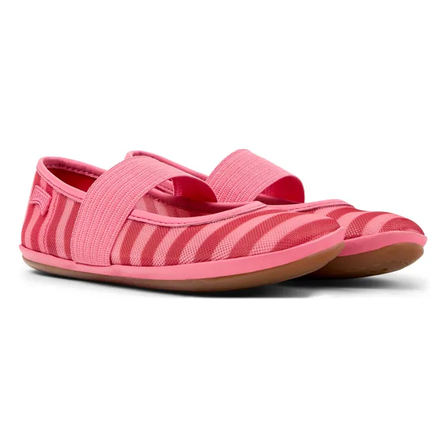 Striped Right Ballerinas | Pink