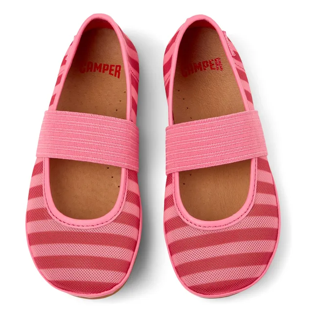 Striped Right Ballerinas | Pink
