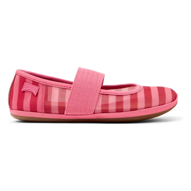 Striped Right Ballerinas | Pink