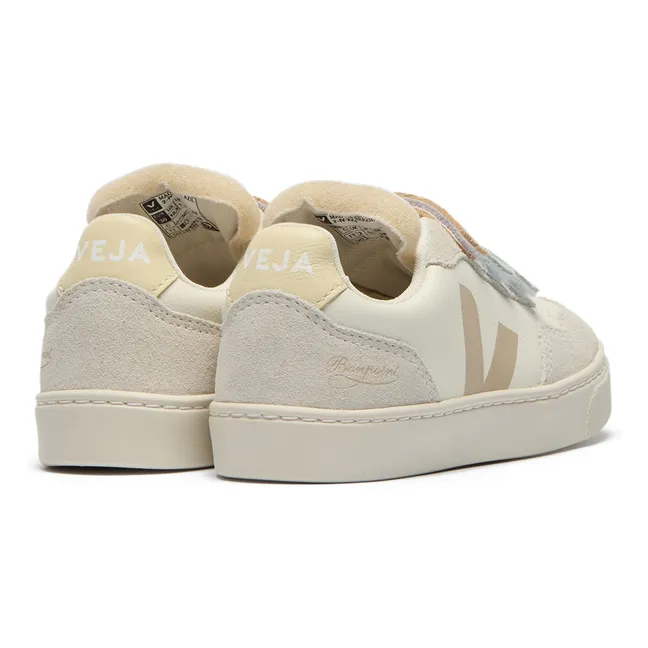 Veja x Bonpoint Small V-90 Leather O.T. Scratch Sneakers | Grey
