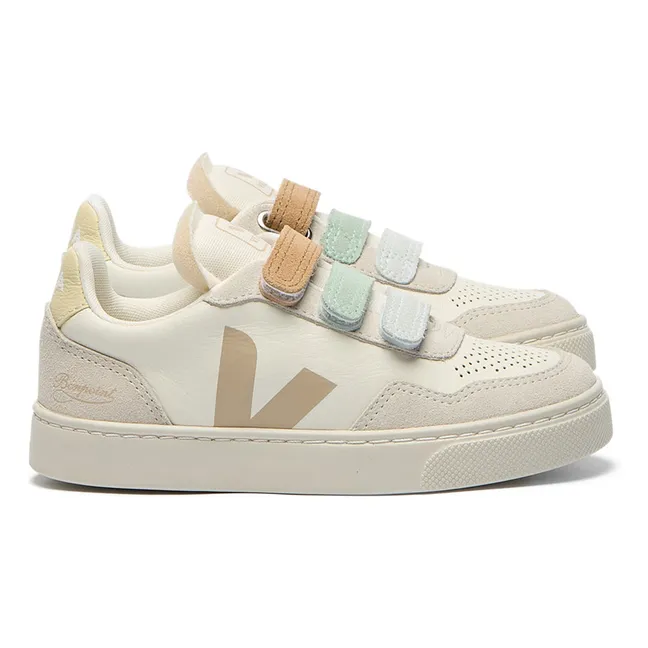 Veja x Bonpoint Small V-90 Leather O.T. Scratch Sneakers | Grey